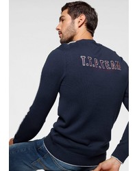 dunkelblauer Pullover mit einem Rundhalsausschnitt von TOM TAILOR POLO TEAM