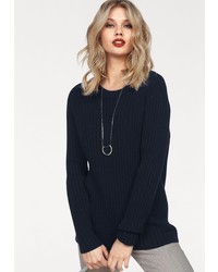 dunkelblauer Pullover mit einem Rundhalsausschnitt von Vero Moda