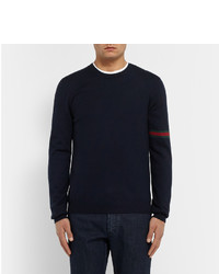 dunkelblauer Pullover mit einem Rundhalsausschnitt von Gucci