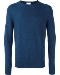 dunkelblauer Pullover mit einem Rundhalsausschnitt von Wooyoungmi