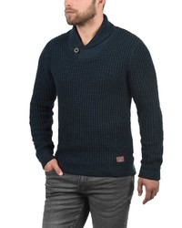 dunkelblauer Pullover mit einem Schalkragen von BLEND