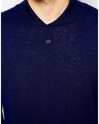dunkelblauer Pullover mit einem Schalkragen von Asos