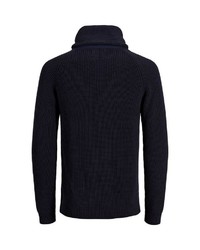 dunkelblauer Pullover mit einem Schalkragen von Jack & Jones