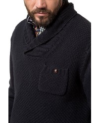 dunkelblauer Pullover mit einem Schalkragen von JP1880