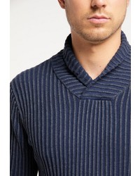 dunkelblauer Pullover mit einem Schalkragen von MO