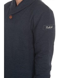 dunkelblauer Pullover mit einem Schalkragen von Solid