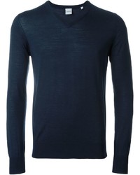 dunkelblauer Pullover mit einem V-Ausschnitt von Aspesi