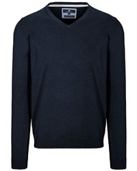 dunkelblauer Pullover mit einem V-Ausschnitt von BASEFIELD
