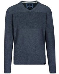 dunkelblauer Pullover mit einem V-Ausschnitt von BASEFIELD