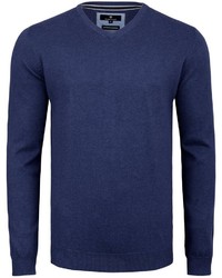 dunkelblauer Pullover mit einem V-Ausschnitt von BASEFIELD