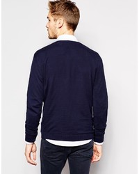 dunkelblauer Pullover mit einem V-Ausschnitt von Asos