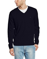 dunkelblauer Pullover mit einem V-Ausschnitt von Calvin Klein
