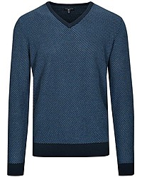 dunkelblauer Pullover mit einem V-Ausschnitt von COMMANDER