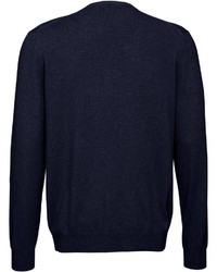 dunkelblauer Pullover mit einem V-Ausschnitt von COMMANDER