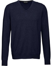 dunkelblauer Pullover mit einem V-Ausschnitt von COMMANDER