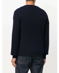 dunkelblauer Pullover mit einem V-Ausschnitt von Comme Des Garcons Play