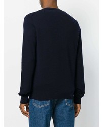 dunkelblauer Pullover mit einem V-Ausschnitt von Comme Des Garcons Play