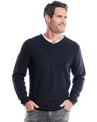 dunkelblauer Pullover mit einem V-Ausschnitt von ENGBERS