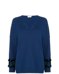 dunkelblauer Pullover mit einem V-Ausschnitt von Fendi