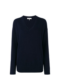 dunkelblauer Pullover mit einem V-Ausschnitt von Frame Denim