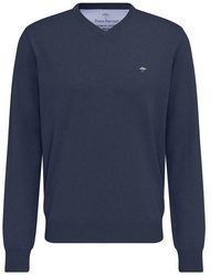 dunkelblauer Pullover mit einem V-Ausschnitt von Fynch Hatton