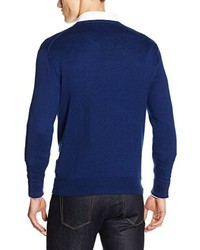 dunkelblauer Pullover mit einem V-Ausschnitt von Hackett Clothing