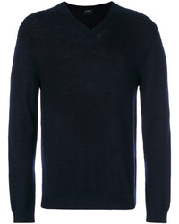 dunkelblauer Pullover mit einem V-Ausschnitt von Jil Sander