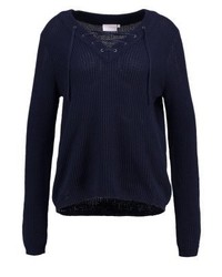 dunkelblauer Pullover mit einem V-Ausschnitt von Kaffe