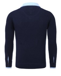 dunkelblauer Pullover mit einem V-Ausschnitt von Key Largo