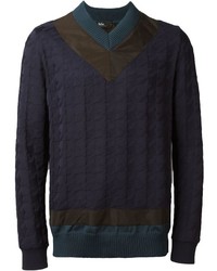 dunkelblauer Pullover mit einem V-Ausschnitt von Kolor