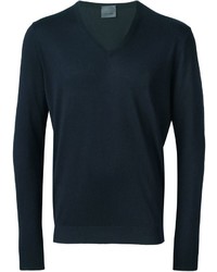 dunkelblauer Pullover mit einem V-Ausschnitt von Laneus