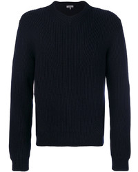 dunkelblauer Pullover mit einem V-Ausschnitt von Lanvin