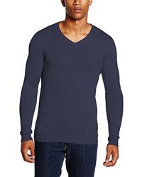 dunkelblauer Pullover mit einem V-Ausschnitt von Lee