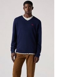 dunkelblauer Pullover mit einem V-Ausschnitt von Levi's