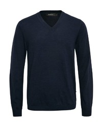 dunkelblauer Pullover mit einem V-Ausschnitt von Matinique