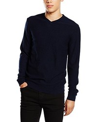 dunkelblauer Pullover mit einem V-Ausschnitt von Minimum