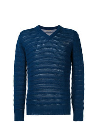 dunkelblauer Pullover mit einem V-Ausschnitt von Nuur