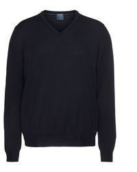dunkelblauer Pullover mit einem V-Ausschnitt von Olymp