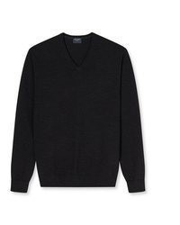 dunkelblauer Pullover mit einem V-Ausschnitt von Olymp