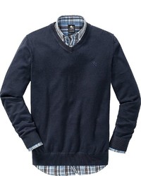 dunkelblauer Pullover mit einem V-Ausschnitt von Otto Kern