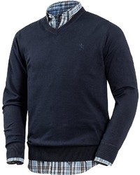 dunkelblauer Pullover mit einem V-Ausschnitt von Otto Kern