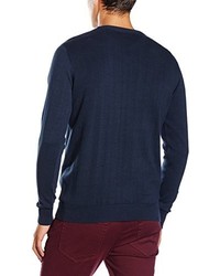 dunkelblauer Pullover mit einem V-Ausschnitt von Paul James Knitwear