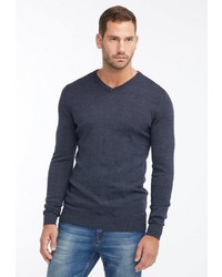 dunkelblauer Pullover mit einem V-Ausschnitt von Petrol Industries