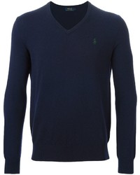 dunkelblauer Pullover mit einem V-Ausschnitt von Polo Ralph Lauren