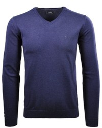 dunkelblauer Pullover mit einem V-Ausschnitt von RAGMAN