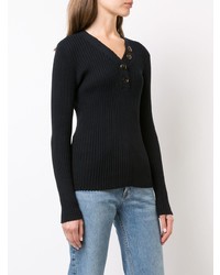 dunkelblauer Pullover mit einem V-Ausschnitt von Autumn Cashmere