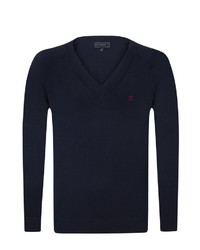 dunkelblauer Pullover mit einem V-Ausschnitt von SIR RAYMOND TAILOR
