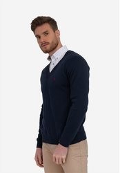 dunkelblauer Pullover mit einem V-Ausschnitt von SIR RAYMOND TAILOR