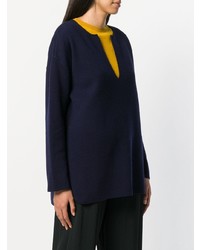 dunkelblauer Pullover mit einem V-Ausschnitt von Iris von Arnim