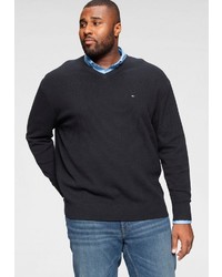 dunkelblauer Pullover mit einem V-Ausschnitt von Tommy Hilfiger Big & Tall